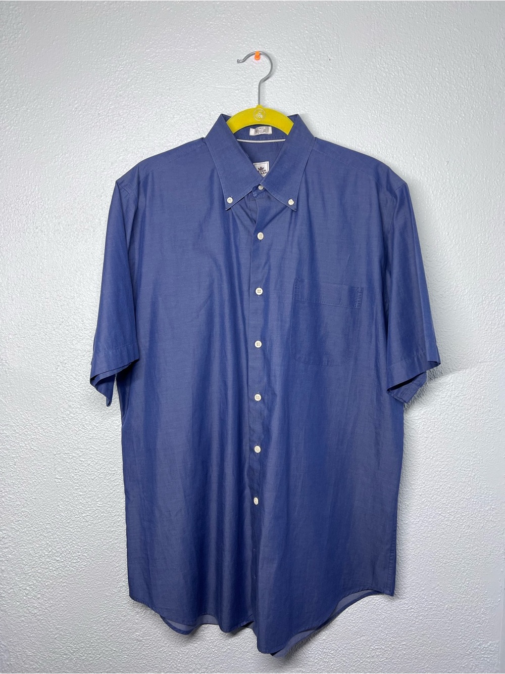 Peter Millar Mens Large Blue Seaside Finish Short Sleeve Button Down Shirt